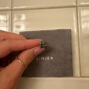 14k gold vermeil ring with blue topaz (size 5)